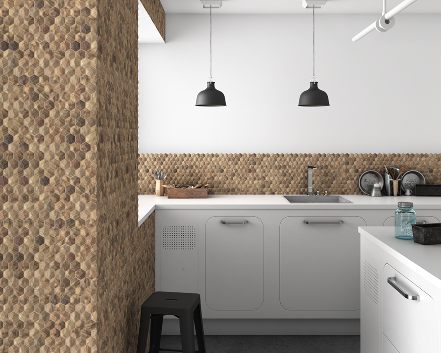 Мозаика Hex Woods № 4700D серия Wood Glass