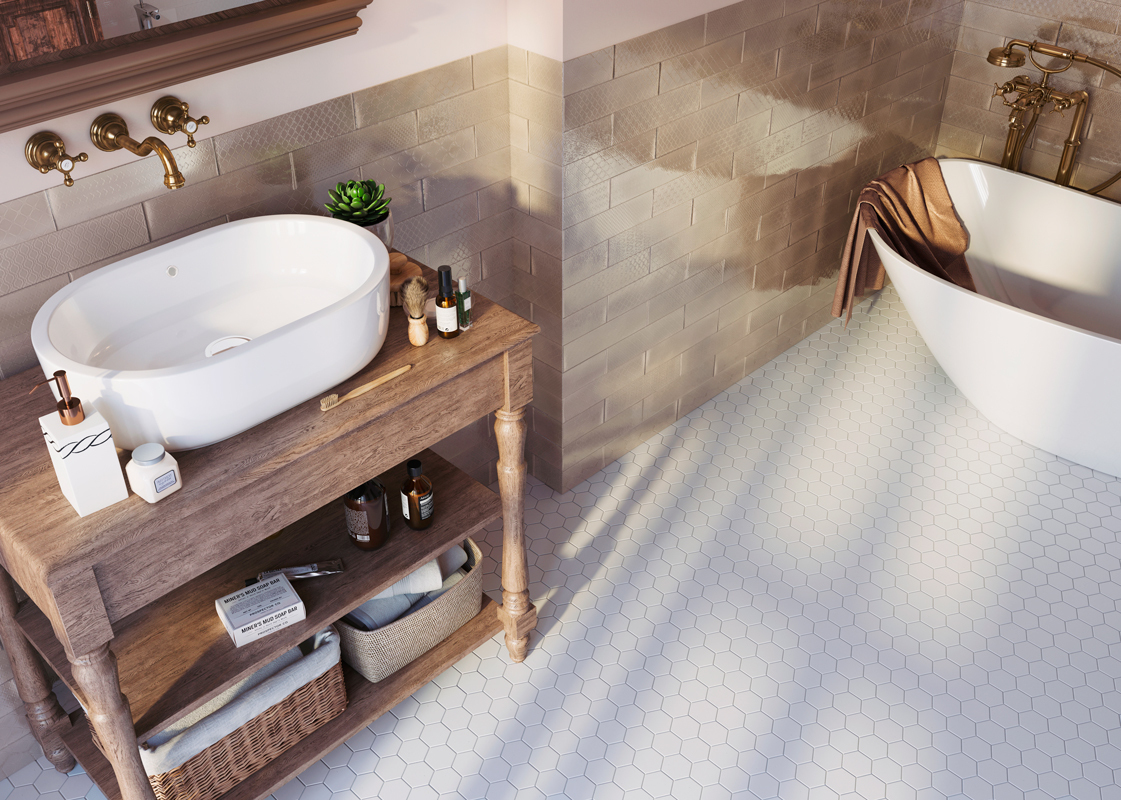 Мозаика Hexagon small White Matt (IDL1005) серия Homework