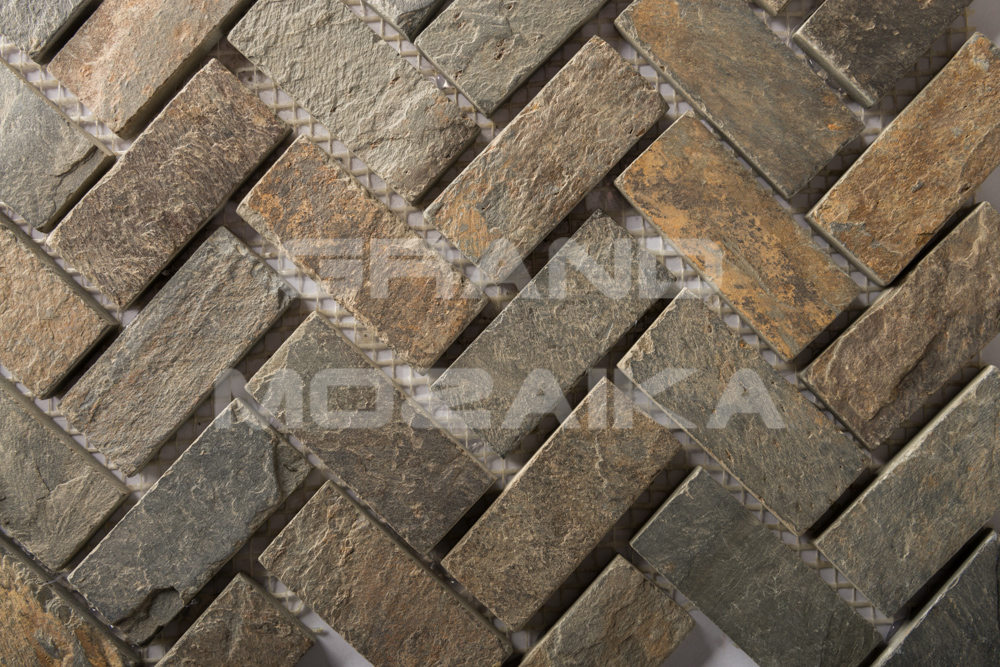 Мозаика 052391 MS0517 ГРАНИТ кирпич-ёлочка зелёный серия Nature